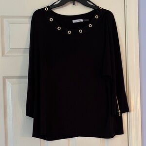 Calvin Klein Black Blouse with Gold Details